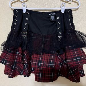 Hot Topic Black and Red Tartan Mini Skirt